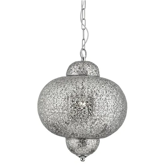 Fretwork 1 Light Ceiling Pendant - Laser Cut Nickel image