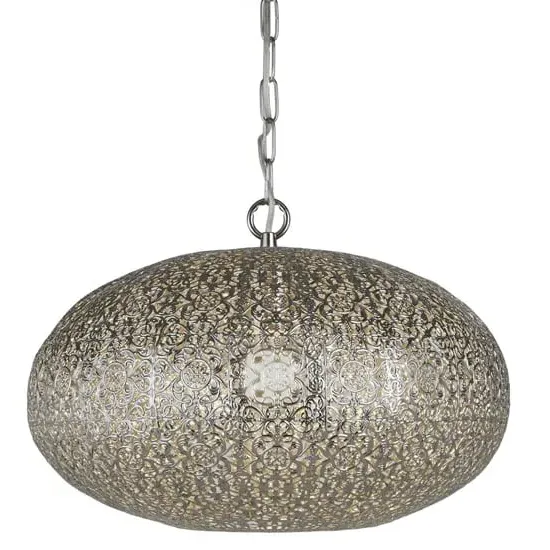 Fretwork Ceiling Pendant Light - Laser Cut Nickel
