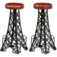 Frida Outdoor Bar Chairs Pair - Brown, Leather