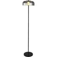 Frisbee LED Floor Lamp - Matt Black, Smoked Glass