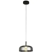 Frisbee LED Pendant Light - Matt Black, Smoked Glass
