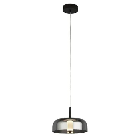 Frisbee LED Pendant Light - Matt Black, Smoked Glass