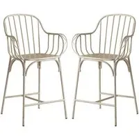 Frisco Bar Stools In Pair - White, Metal