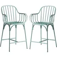 Frisco Bar Stools Pair - Light Blue, Metal