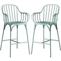 Frisco Bistro Bar Stools In Pair - Light Blue, Metal