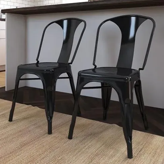 Frisco Bistro Dining Chairs Set of 2 - Black, Metal image