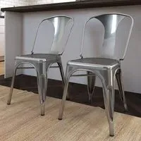 Frisco Bistro Dining Chairs Set of 2 - Gunmetal Grey, Metal