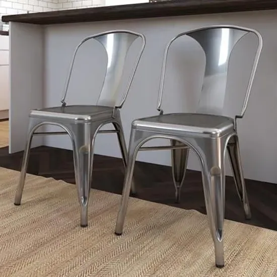 Frisco Bistro Dining Chairs Set of 2 - Gunmetal Grey, Metal image