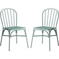 Frisco Garden Side Chairs Pair - Light Blue, Metal