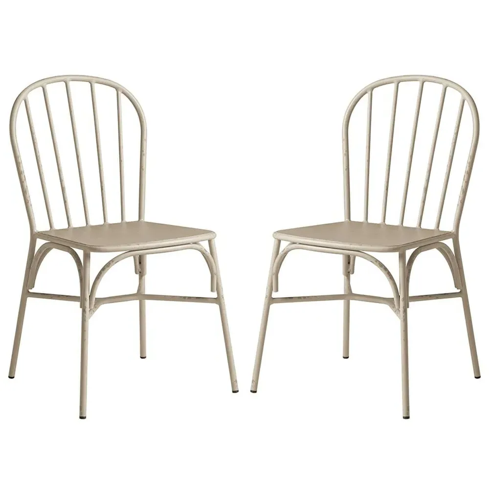 Frisco Garden Side Chairs Pair - White, Metal