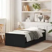 Frisco Single Bed with Drawers - Black, Engineered Wood