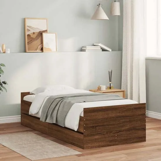 Frisco Single Bed with Drawers - Brown, Oak