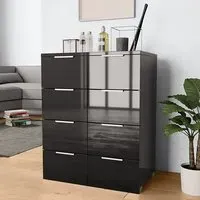 Friso 8 Drawer Chest - Black, High Gloss
