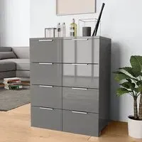 Friso 8 Drawer Chest - Grey, High Gloss