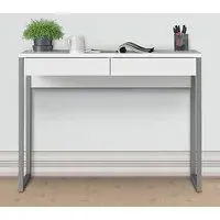 Frosk High Gloss Laptop Desk with 2 Drawers - White