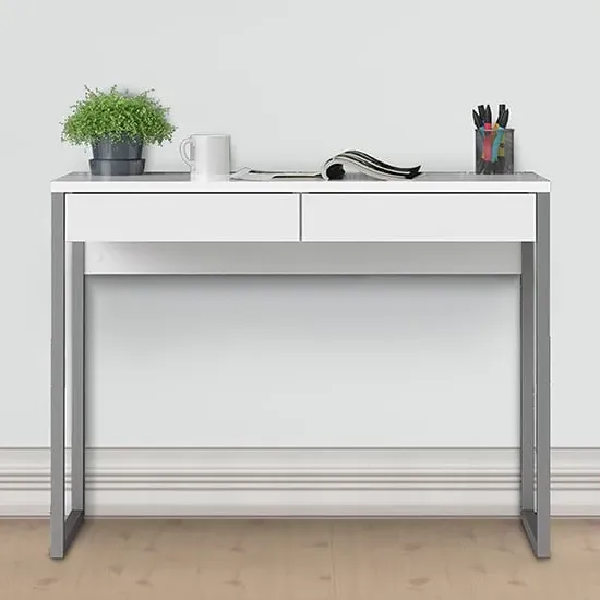 Frosk High Gloss Laptop Desk with 2 Drawers - White image