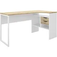Frosk Laptop Desk with 2 Drawers - White, Oak