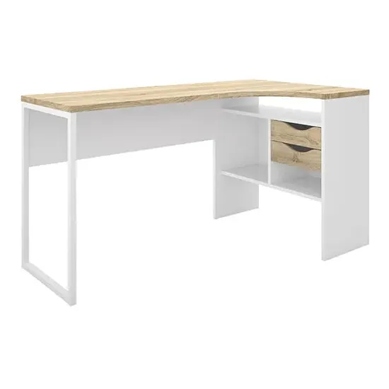 Frosk Laptop Desk with 2 Drawers - White, Oak
