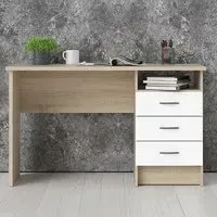Frosk Laptop Desk with 3 Drawers - White, Oak
