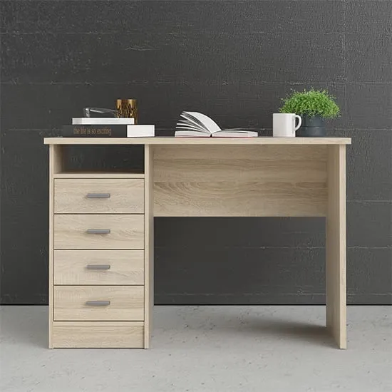Frosk Laptop Desk with 4 Drawers - Oak
