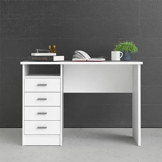 Frosk Laptop Desk with 4 Drawers - White