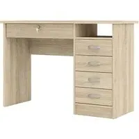 Frosk Laptop Desk with 5 Drawers - Oak