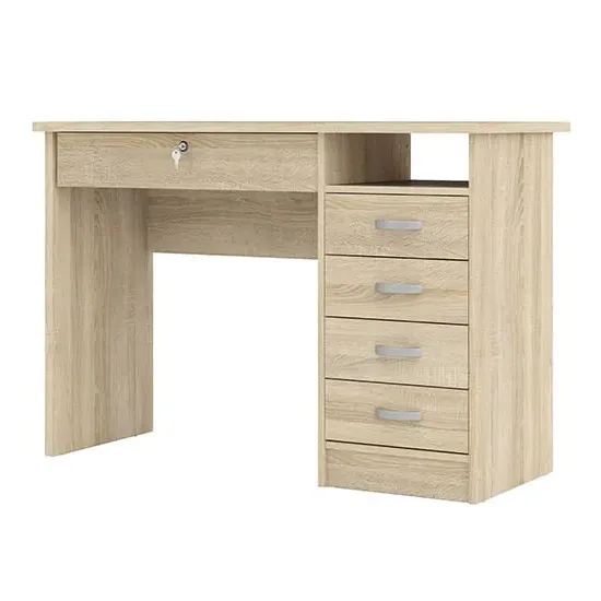 Frosk Laptop Desk with 5 Drawers - Oak