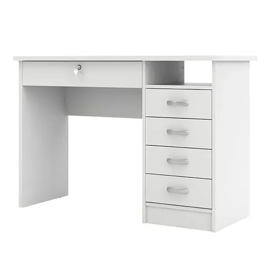 Frosk Laptop Desk with 5 Drawers - White