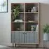 Fujiya Wooden Open Display Cabinet - Natural Oak, Grey