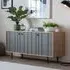 Fujiya Wooden Sideboard with 3 Doors - Natural Oak, Grey