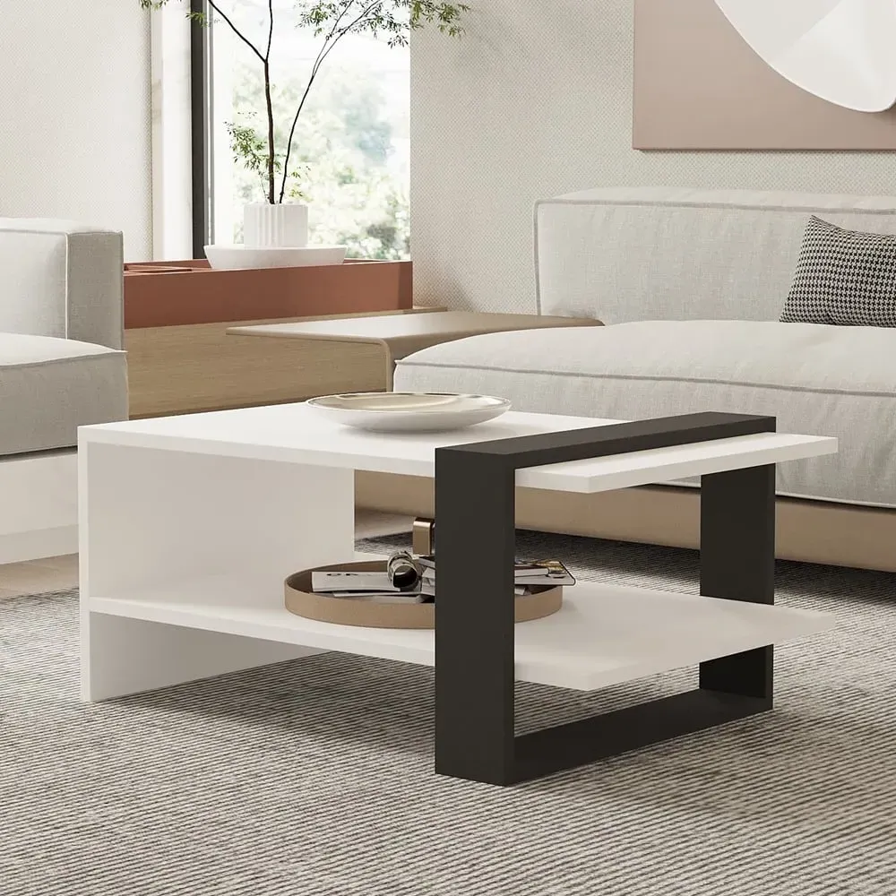 Funda Rectangular Coffee Table with Storage - Anthracite, Melamine product