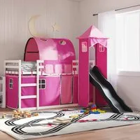 Funner Bunk Bed with Slide - Pink, White
