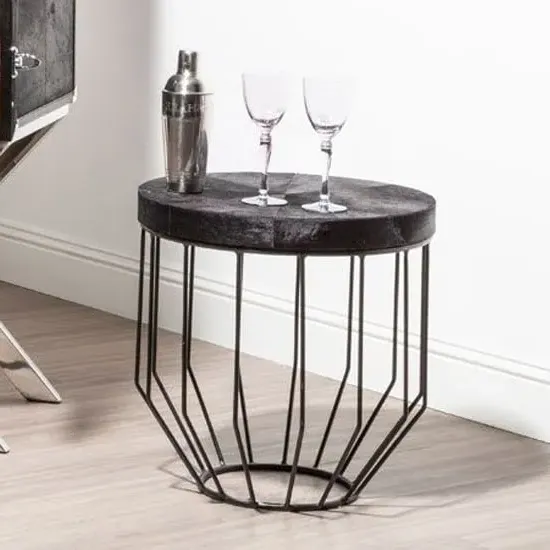 Furud Townhouse Round Side Table - Black image