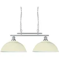 Fusion 2 Light Pendant Light with Dome Shades - Cream, Steel