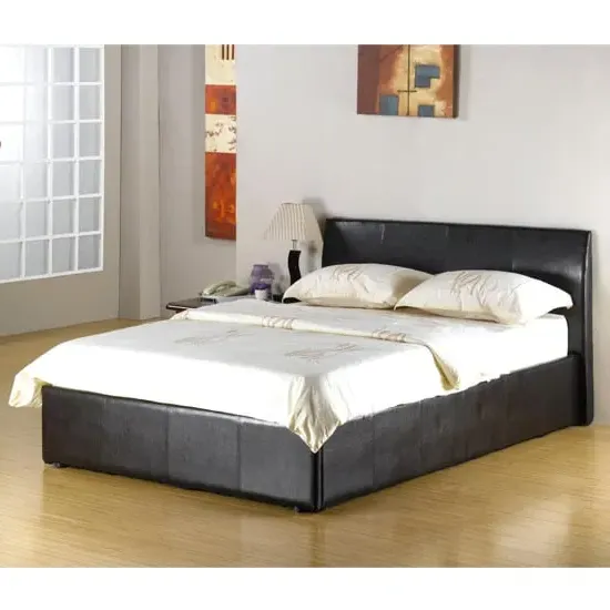 Fusion Small Double Bed with Storage - Black, Faux Leather product