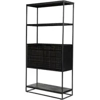 Fusion Wooden Bookcase with 2 Doors - Black