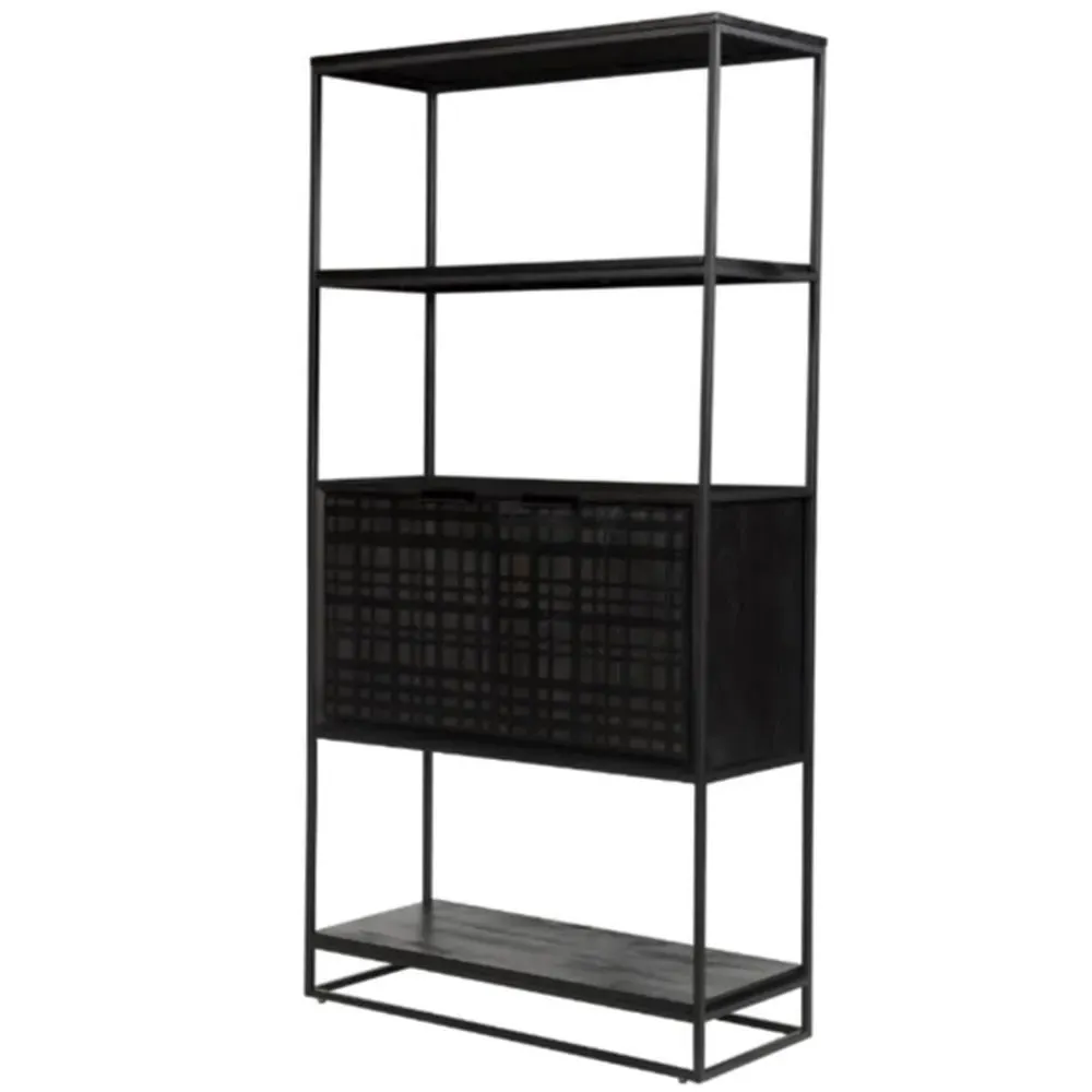 Fusion Wooden Bookcase with 2 Doors - Black