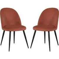 Gabbier Dining Chairs with Black Legs - Coral, Velvet