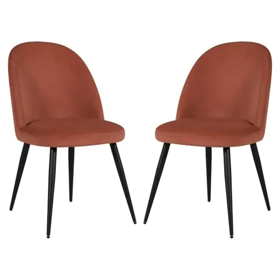 Gabbier Dining Chairs with Black Legs - Coral, Velvet image
