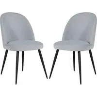 Gabbier Dining Chairs with Black Legs - Silver, Velvet