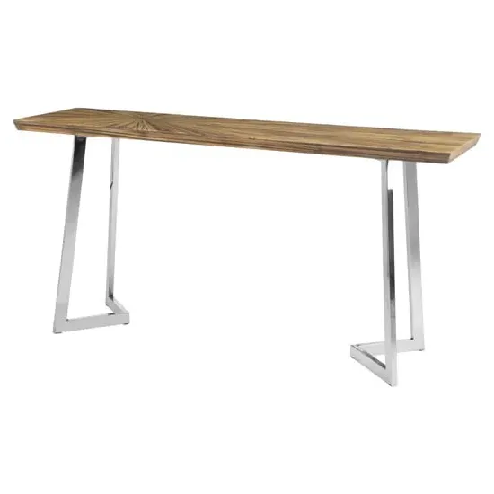 Gaberot Console Table with Steel Base - Natural, Bamboo