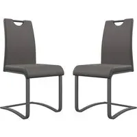 Gable Dining Chairs in Pair - Grey, Faux Leather