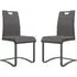 Gable Dining Chairs in Pair - Grey, Faux Leather