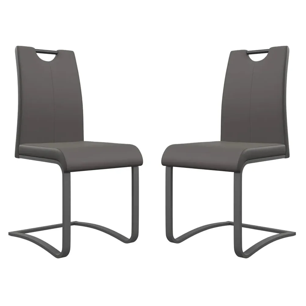 Gable Dining Chairs in Pair - Grey, Faux Leather image