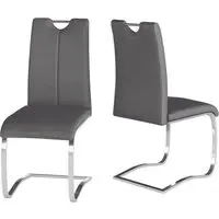 Gable Dining Chairs with Chrome Legs - Grey, Faux Leather