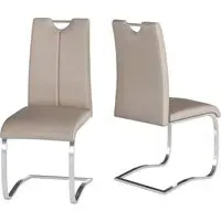 Gable Dining Chairs with Chrome Legs - Taupe, Faux Leather