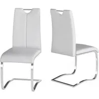 Gable Dining Chairs with Chrome Legs - White, Faux Leather