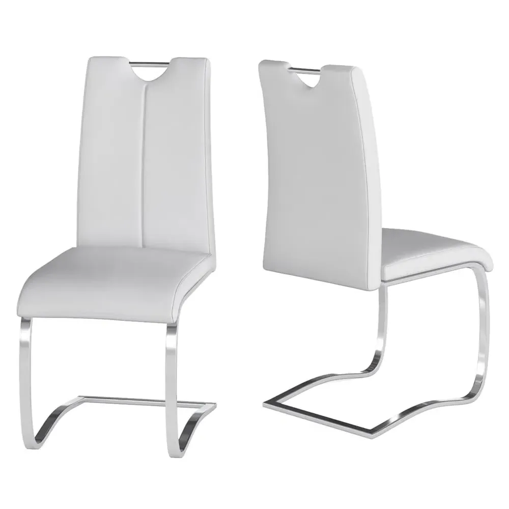 Gable Dining Chairs with Chrome Legs - White, Faux Leather image