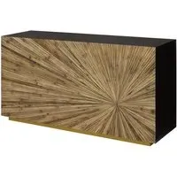 Gablet Console Table with Gold Base - Dark Brown, Bamboo