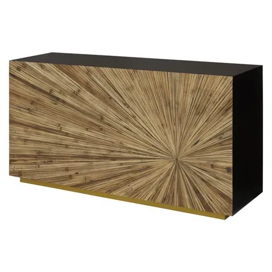 Gablet Console Table with Gold Base - Dark Brown, Bamboo image